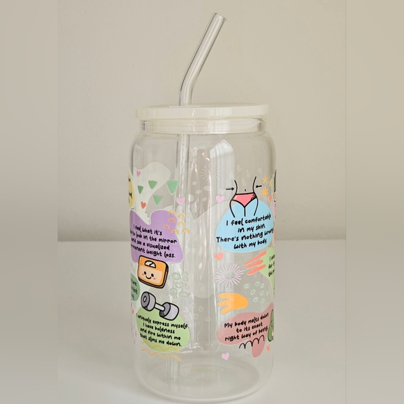 Positive Affirmations For Weight Loss 16oz Clear Beer Can Glass Cup - Picture 4 of 5